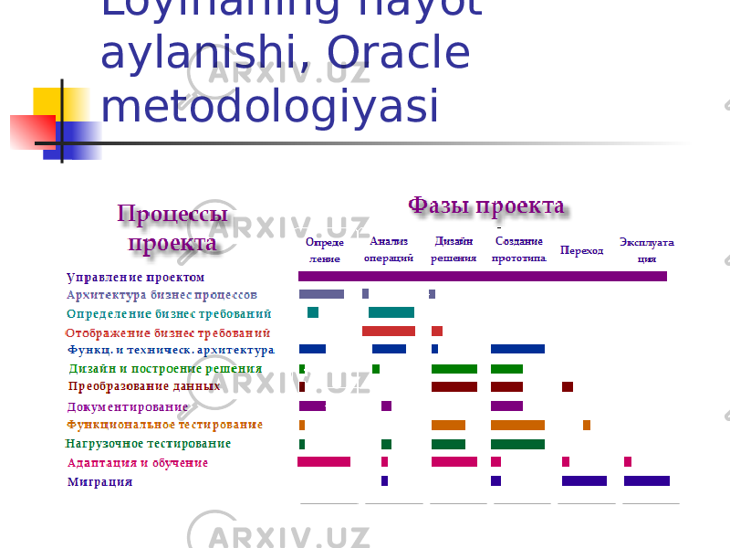 Loyihaning hayot aylanishi, Oracle metodologiyasi 