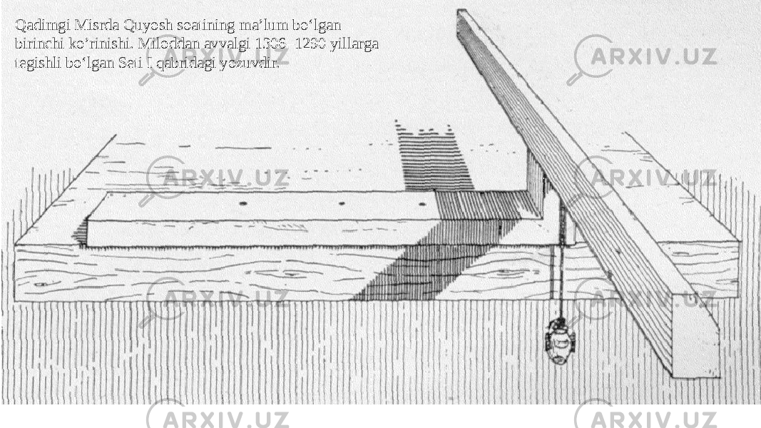 Qadimgi Misrda Quyosh soatining maʼlum boʻlgan birinchi ko’rinishi. Miloddan avvalgi 1306–1290 yillarga tegishli boʻlgan Seti I qabridagi yozuvdir. 