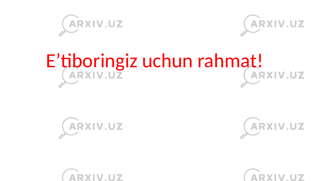 E’tiboringiz uchun rahmat! 