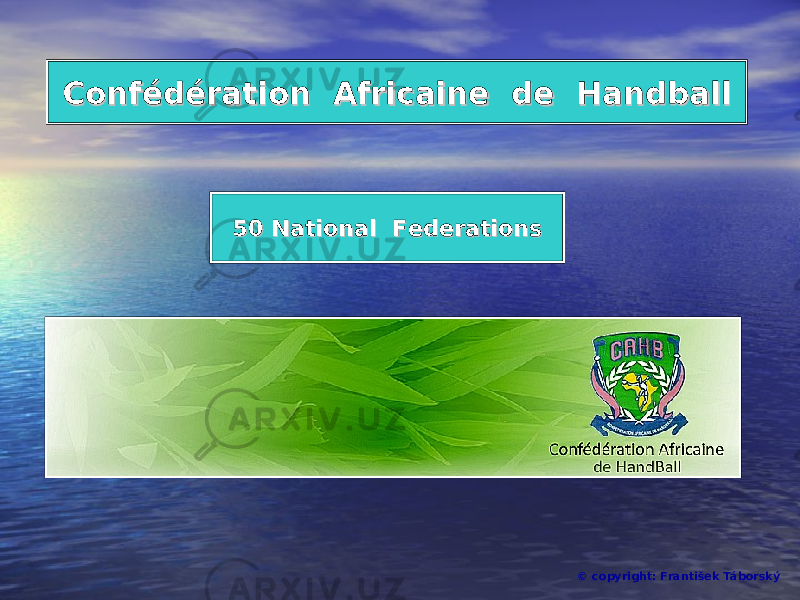 Confédération Africaine de HandballConfédération Africaine de Handball © copyright: František Táborský50 50 National National FederationFederation ss 