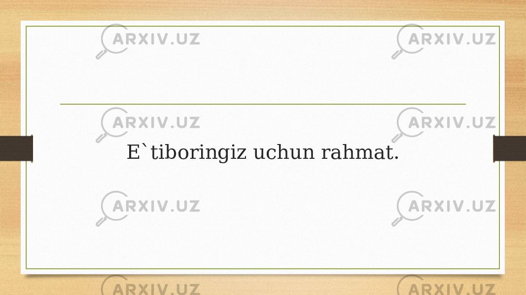 E`tiboringiz uchun rahmat. 