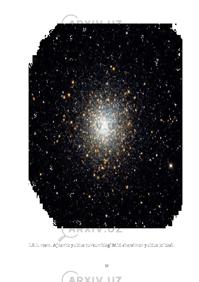 1.2.1.-rasm. Ajdar h o yulduz turkumidagi M10 sharsimon yulduz to`dasi. 12 