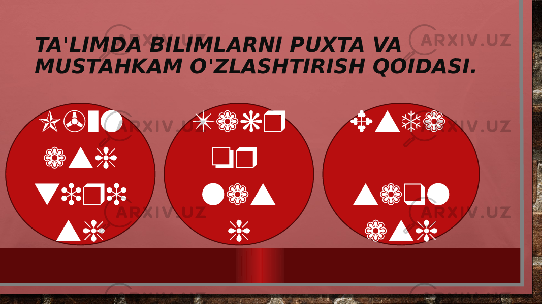 TA&#39;LIMDA BILIMLARNI PUXTA VA MUSTAHKAM O&#39;ZLASHTIRISH QOIDASI. O&#39;zl ash tiri sh Takr or las h Esda saql ash 