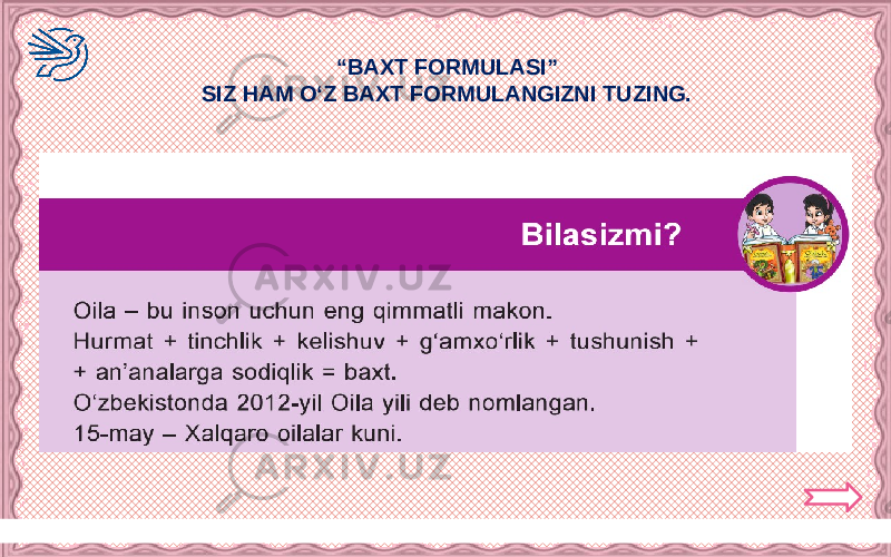 Никифорова Н.В. “ BAXT FORMULASI” SIZ HAM O‘Z BAXT FORMULANGIZNI TUZING. 