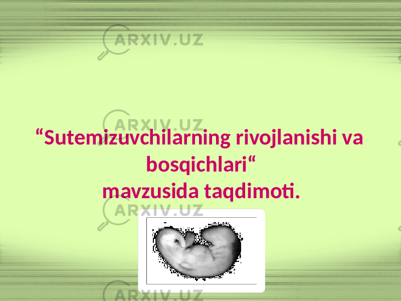 “ Sutemizuvchilarning rivojlanishi va bosqichlari“ mavzusida taqdimoti. 