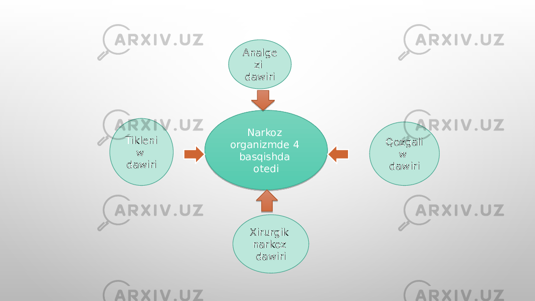 Narkoz organizmde 4 basqishda otediAnalge zi dawiri Tikleni w dawiri Qozgali w dawiri Xirurgik narkoz dawiri0D 271D 26 27 