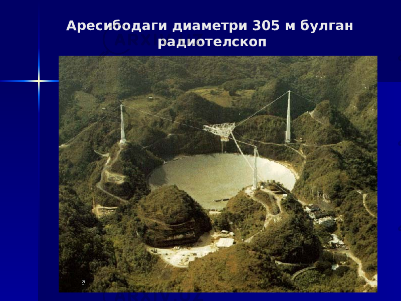 Аресибодаги диаметри 305 м булган радиотелскоп 