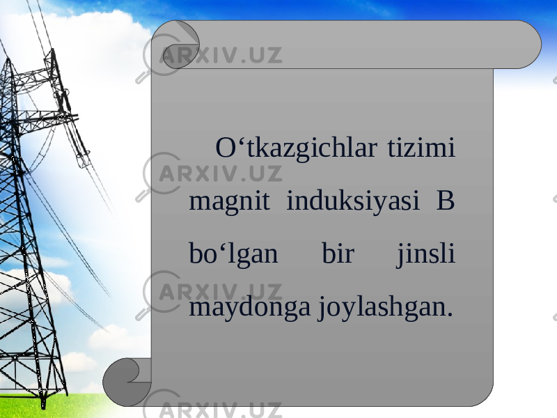 O‘tkazgichlar tizimi magnit induksiyasi B bo‘lgan bir jinsli maydonga joylashgan. 