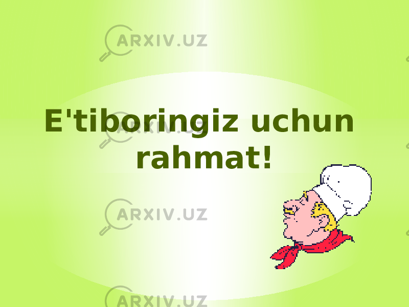 E&#39;tiboringiz uchun rahmat! 