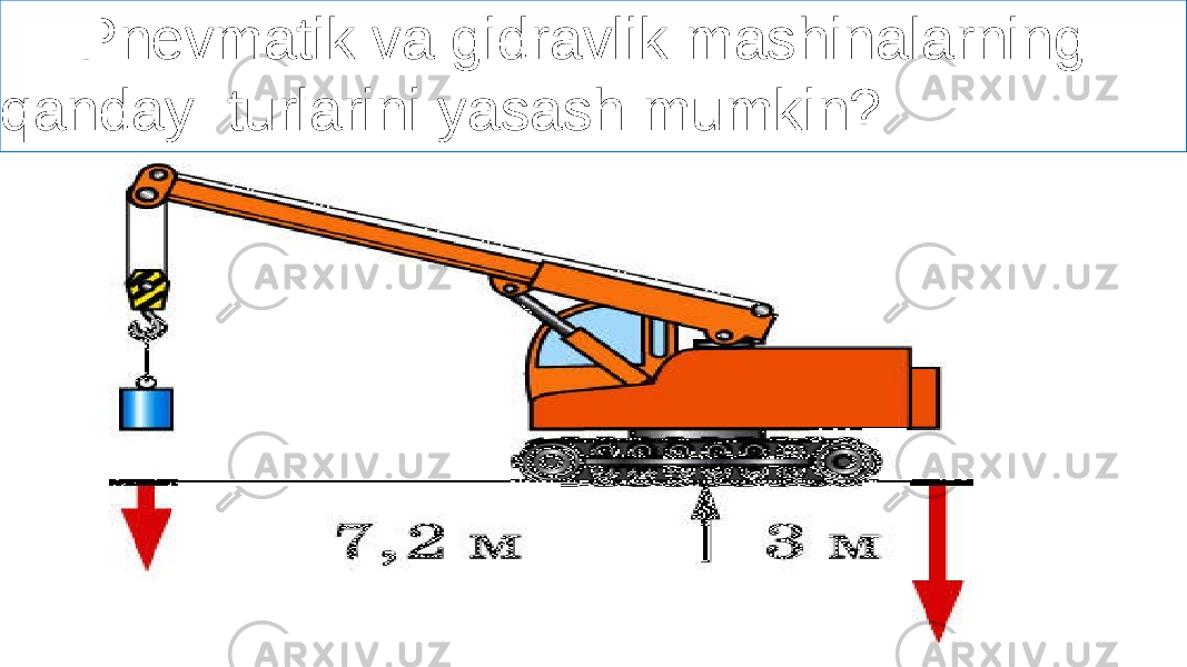 Pnevmatik va gidravlik mashinalarning qanday turlarini yasash mumkin? 