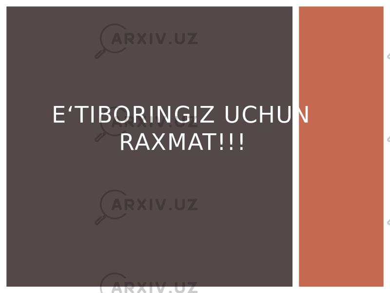 E‘TIBORINGIZ UCHUN RAXMAT!!! 