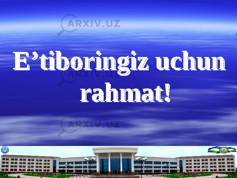 E’tiboringiz uchun E’tiboringiz uchun rahmat!rahmat! 