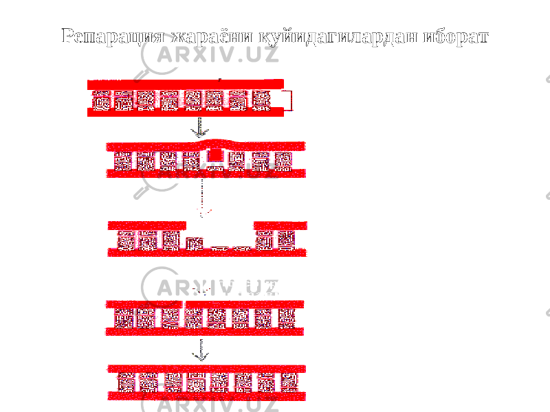 Репарация жараёни қуйидагилардан иборат 