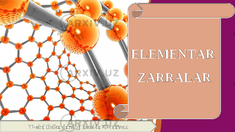 11-sinf fizika darsligi asosida 43-mavzu: ELEMENTAR ZARRALAR 