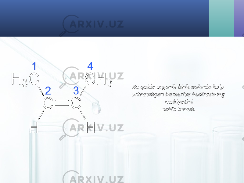 Bu qoida organik birikmalarda ko‘p uchraydigan izomeriya hodisasining mohiyatini ochib beradi. 