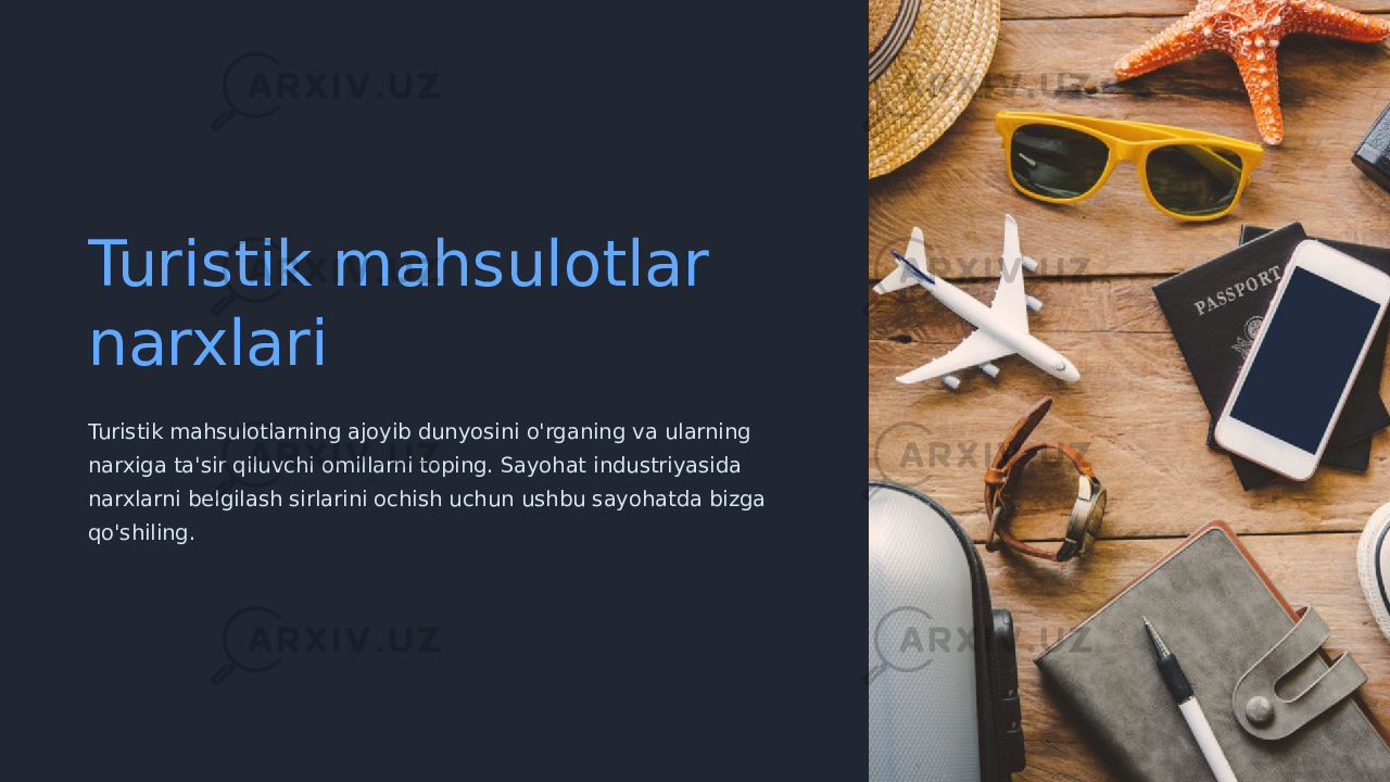 Turistik mahsulotlar narxlari Turistik mahsulotlarning ajoyib dunyosini o&#39;rganing va ularning narxiga ta&#39;sir qiluvchi omillarni toping. Sayohat industriyasida narxlarni belgilash sirlarini ochish uchun ushbu sayohatda bizga qo&#39;shiling. 