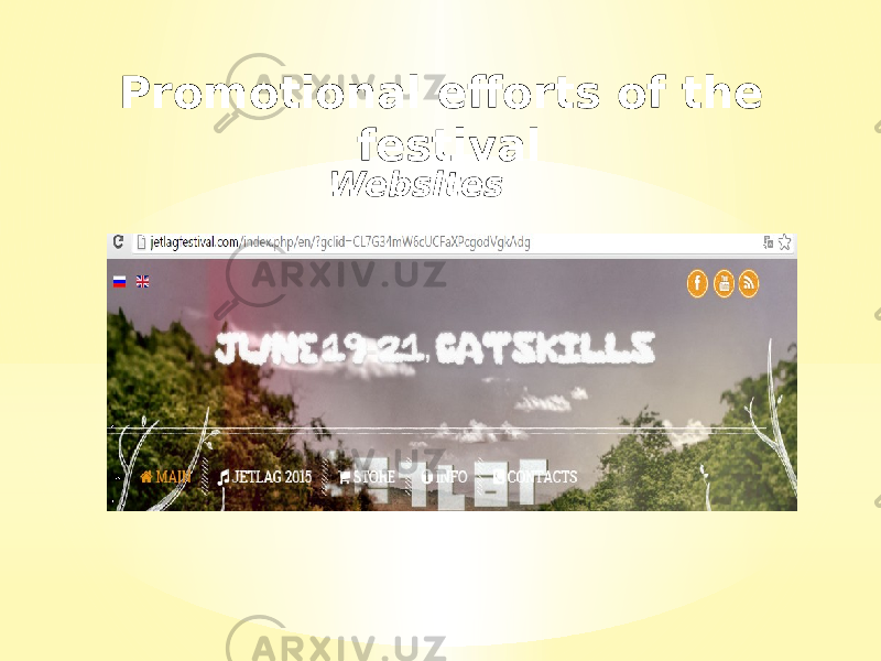 Promotional efforts of the festival Websites 