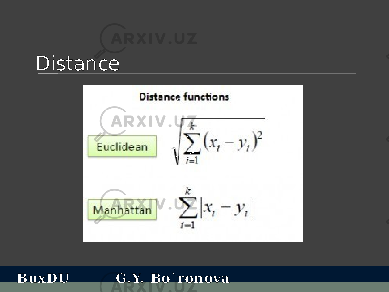 Distance BuxDU G.Y. Bo`ronova 