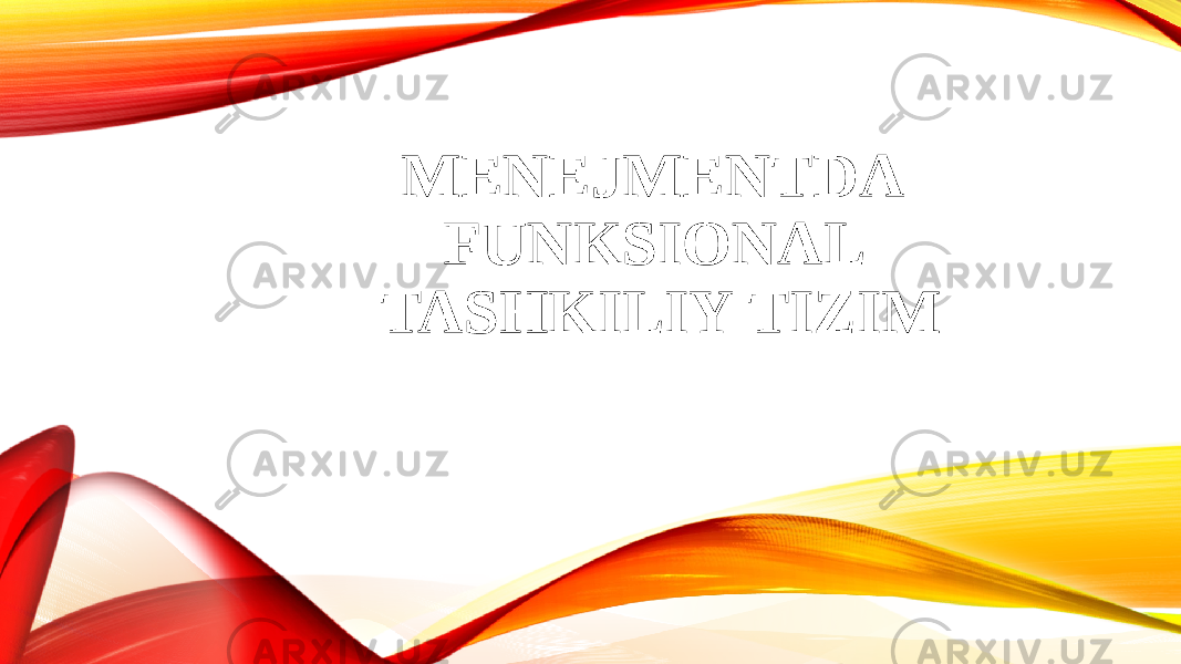 MENEJMENTDA  FUNKSIONAL TASHKILIY TIZIM 