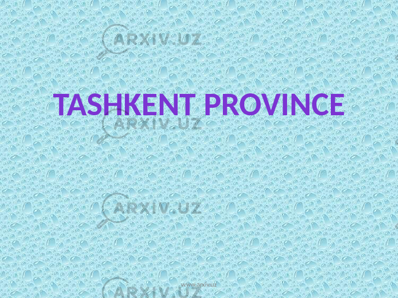 TASHKENT PROVINCE www.arxiv.uz 