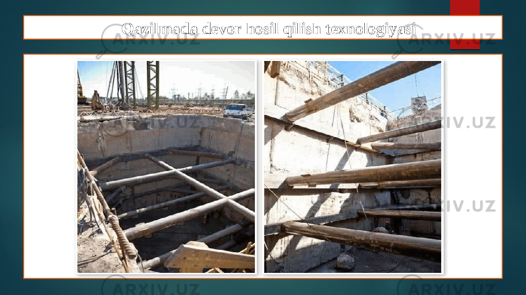 Qazilmada devor hosil qilish texnologiyasi 