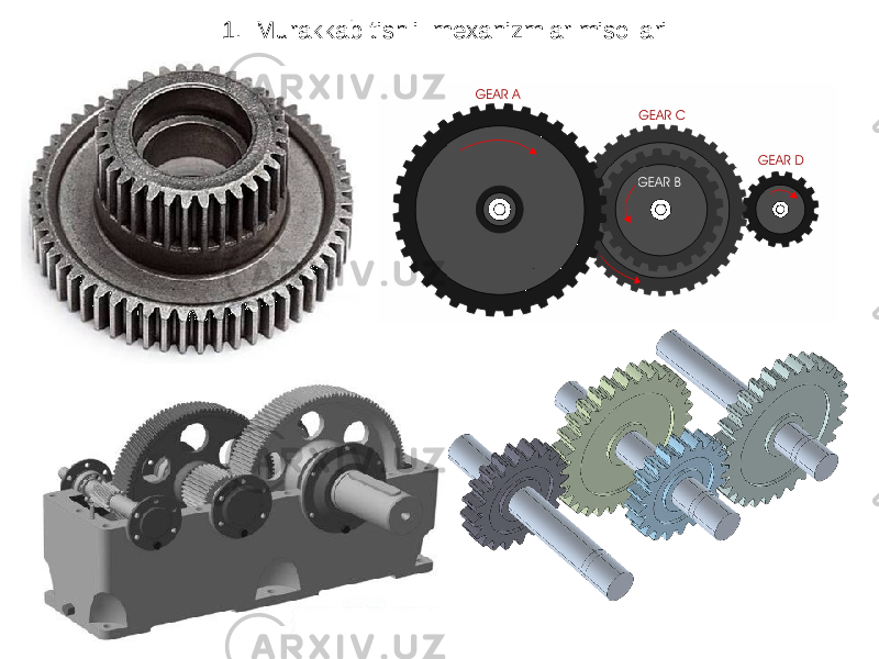 1. Murakkab tishli mexanizmlar misollari 