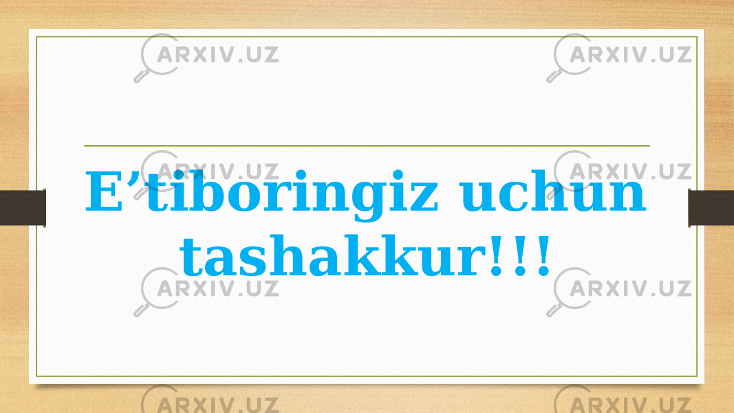 E’tiboringiz uchun tashakkur!!! 