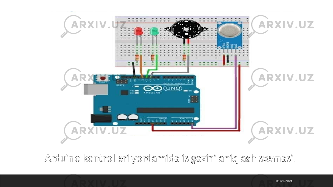 Arduino kontrolleri yordamida is gazini aniqlash sxemasi . 01/29/2024 