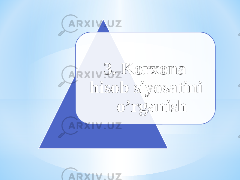 3. Korxona hisob siyosatini o’rganish 