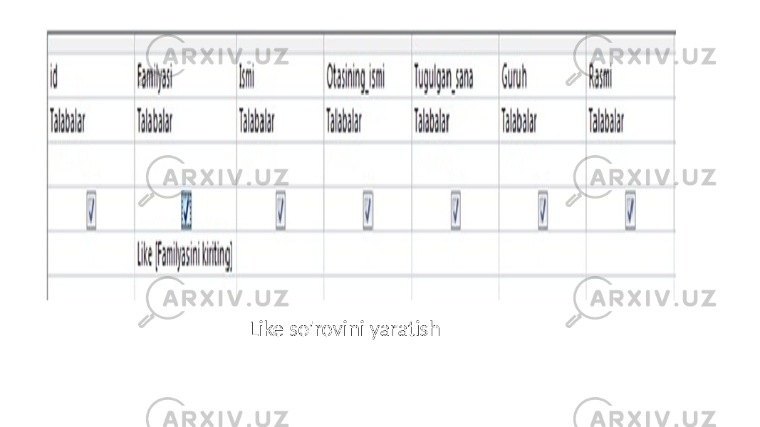  Like so&#39;rovini yaratish 