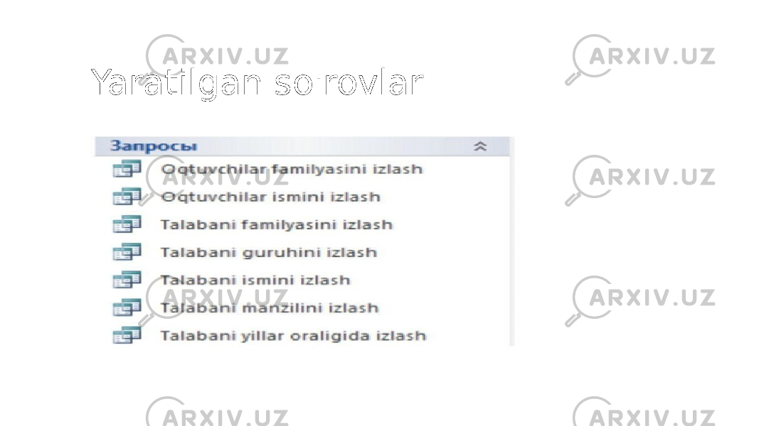  Yaratilgan so&#39;rovlar 