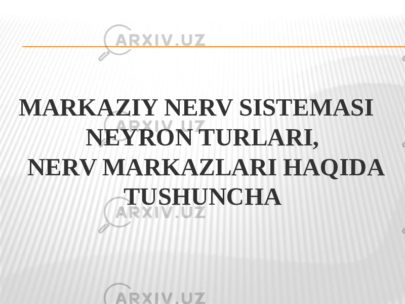 MARKAZIY NERV SISTEMASI NEYRON TURLARI, NERV MARKAZLARI HAQIDA TUSHUNCHA 