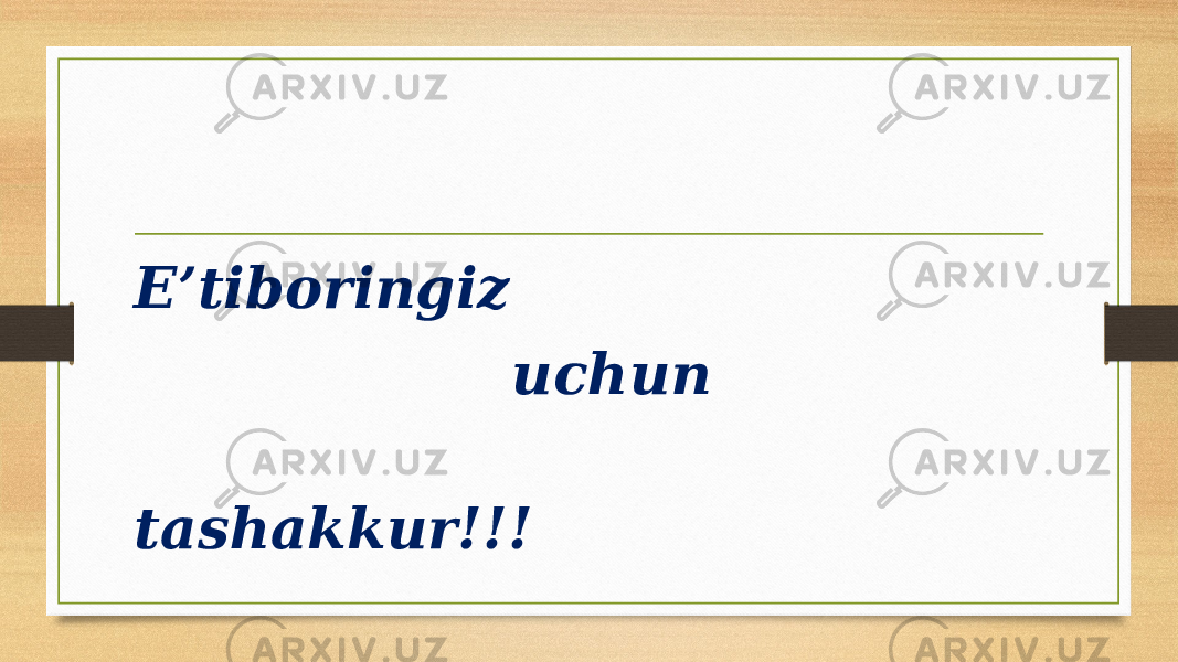 E’tiboringiz uchun tashakkur!!! 