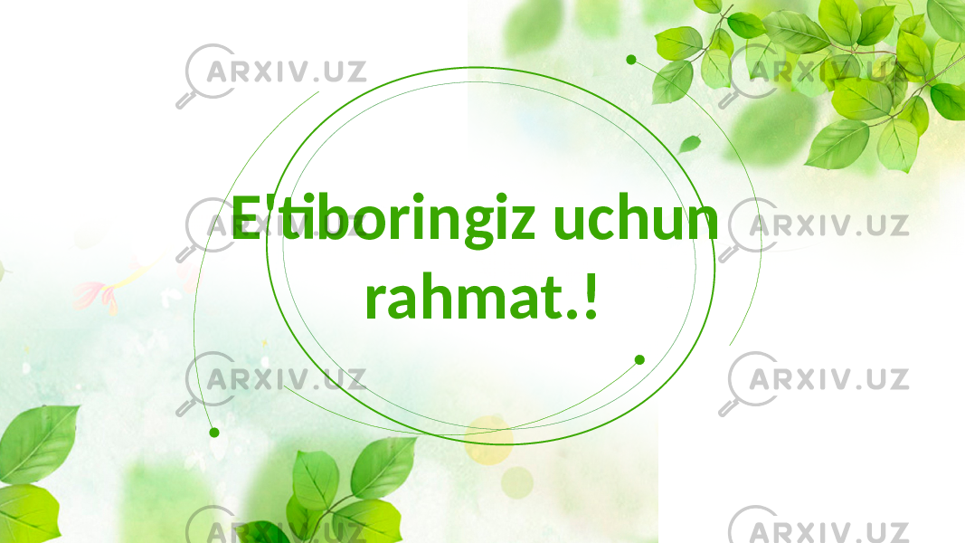 E&#39;tiboringiz uchun rahmat.! 