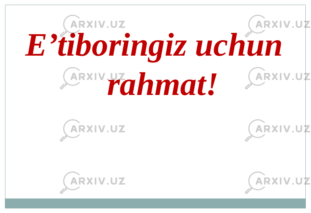 E’tiboringiz uchun rahmat! 