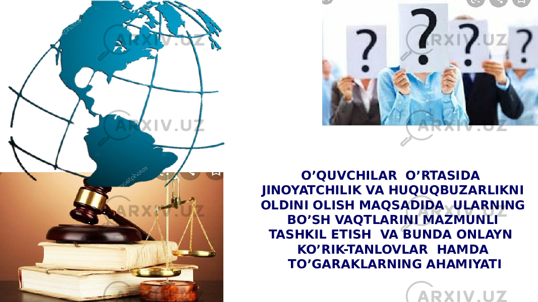 O’QUVCHILAR O’RTASIDA JINOYATCHILIK VA HUQUQBUZARLIKNI OLDINI OLISH MAQSADIDA ULARNING BO’SH VAQTLARINI MAZMUNLI TASHKIL ETISH VA BUNDA ONLAYN KO’RIK-TANLOVLAR HAMDA TO’GARAKLARNING AHAMIYATI 