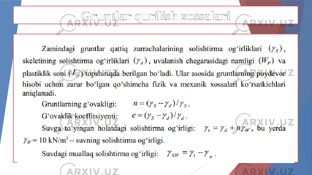 Gruntlar qurilish xossalari 