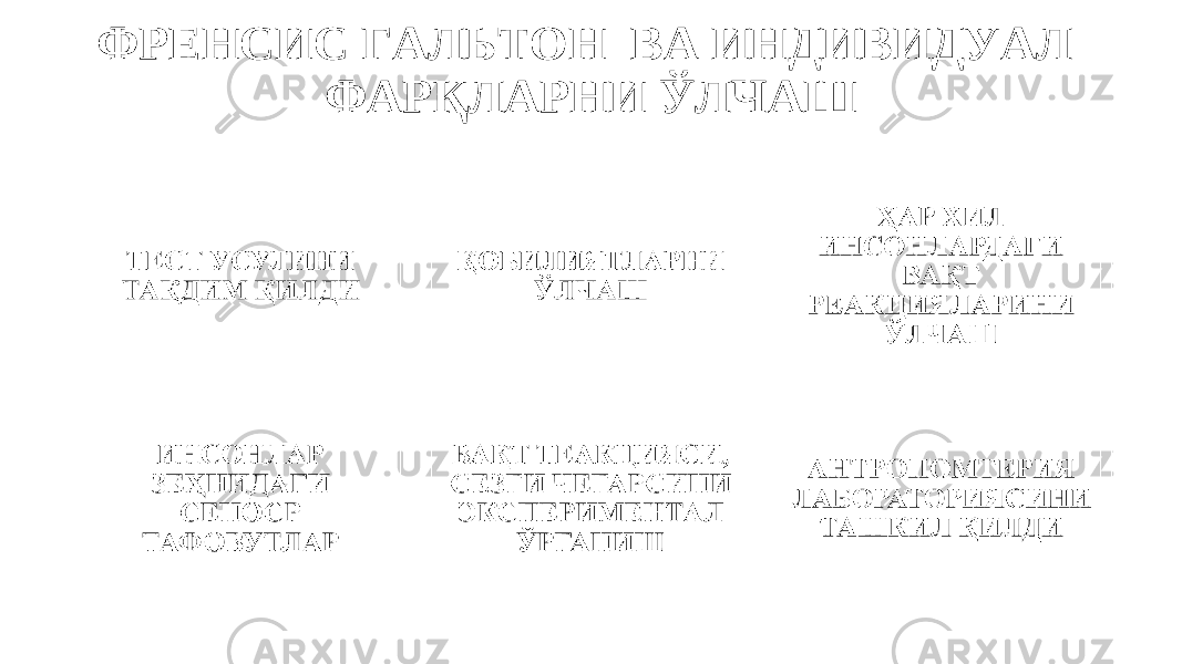 ФРЕНСИС ГАЛЬТОН ВА ИНДИВИДУАЛ ФАРҚЛАРНИ ЎЛЧАШ 