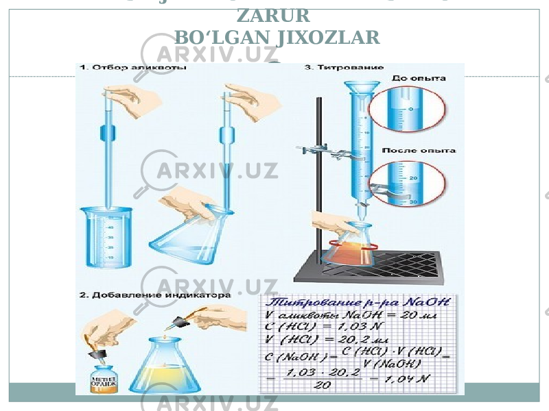 TITRLASH JARAYONI VA TITRLASH UCHUN ZARUR BО‘LGAN JIXOZLAR 