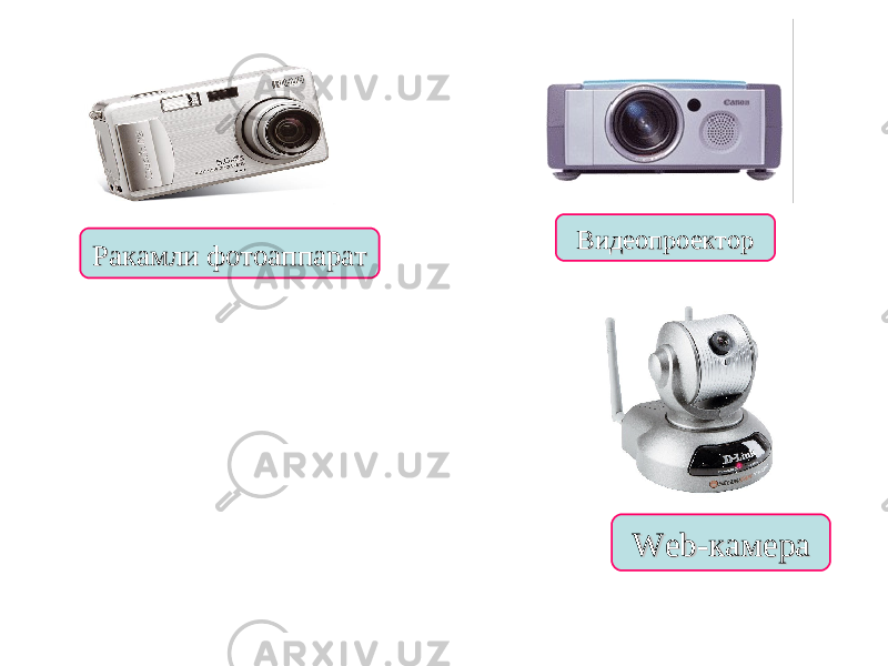 ВидеопроекторВидеопроектор Ракамли фотоаппарат Ракамли фотоаппарат Web-Web- камеракамера 