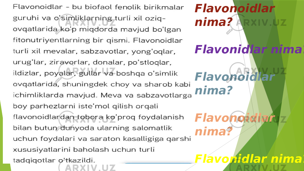 Flavonoidlar nima? Flavonidlar nima? Flavonoidlar nima? Flavonoidlar nima? Flavonidlar nima? Flavonidlar nima? 