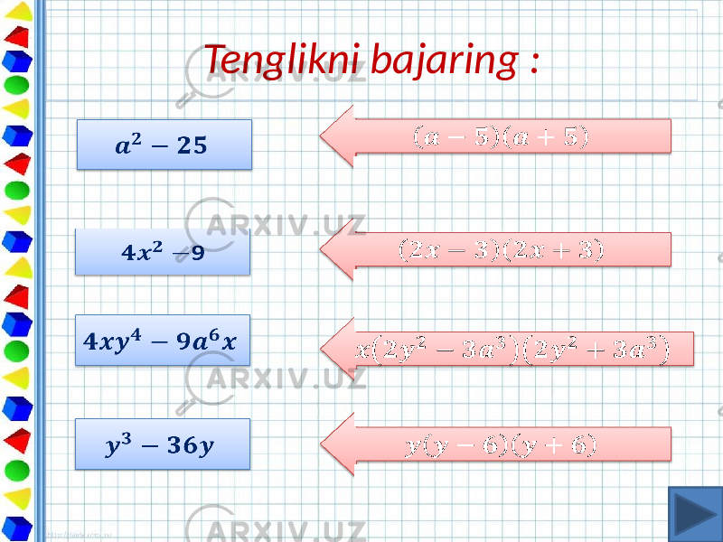 Tenglikni bajaring : 