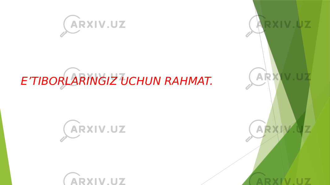  E’TIBORLARINGIZ UCHUN RAHMAT. 