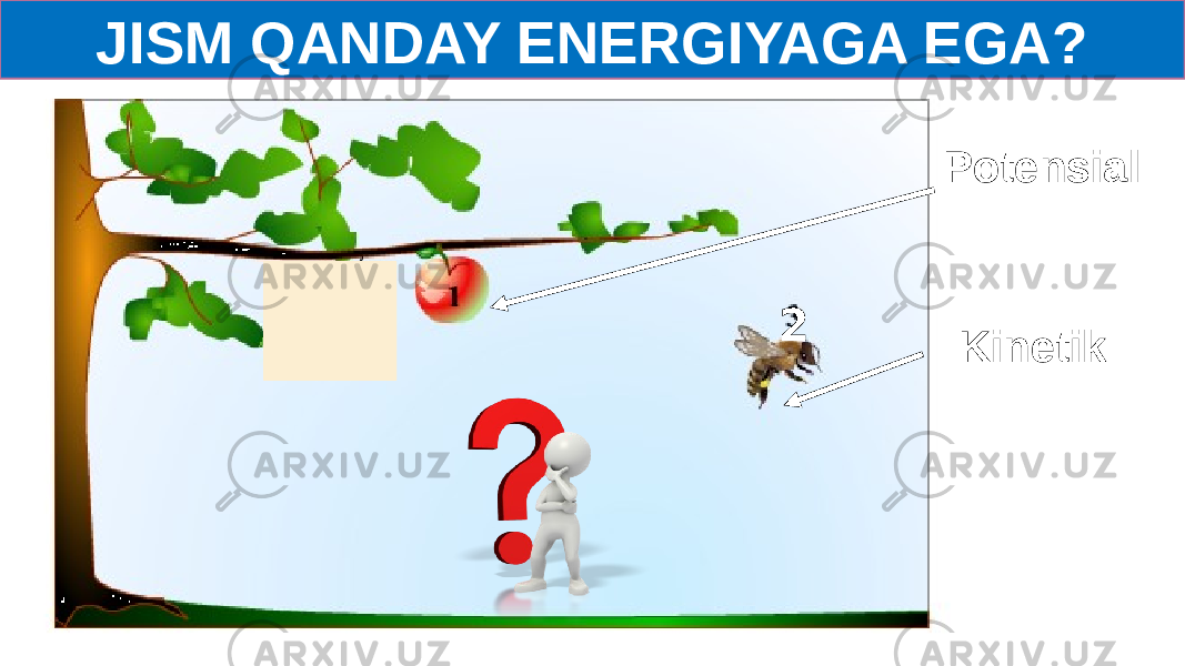 JISM QANDAY ENERGIYAGA EGA? 2 Potensial Kinetik 