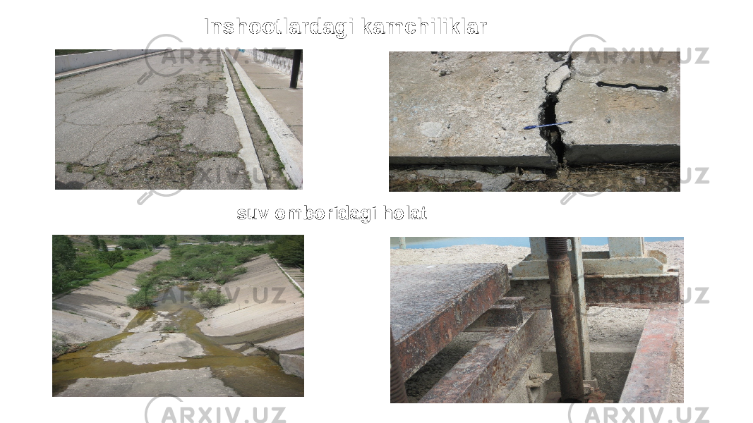 suv omboridagi holat Inshootlardagi kamchiliklar 