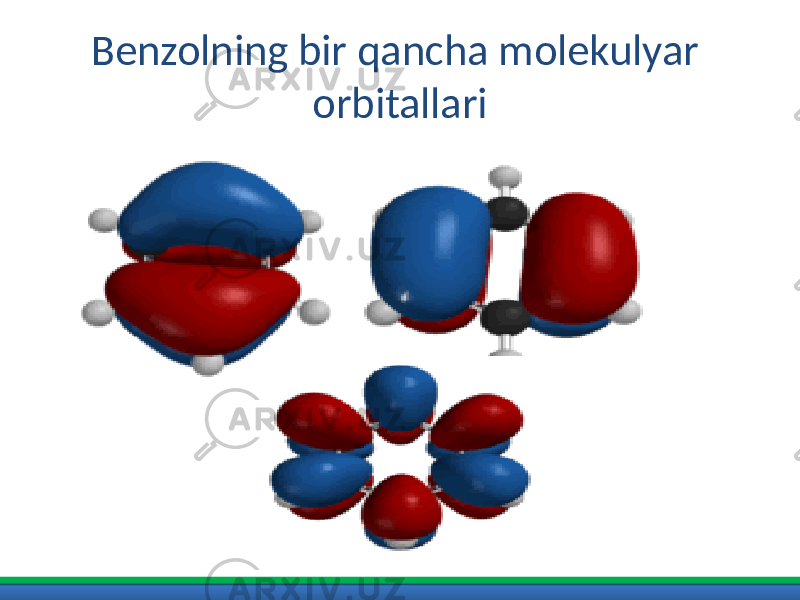 Benzolning bir qancha molekulyar orbitallari 