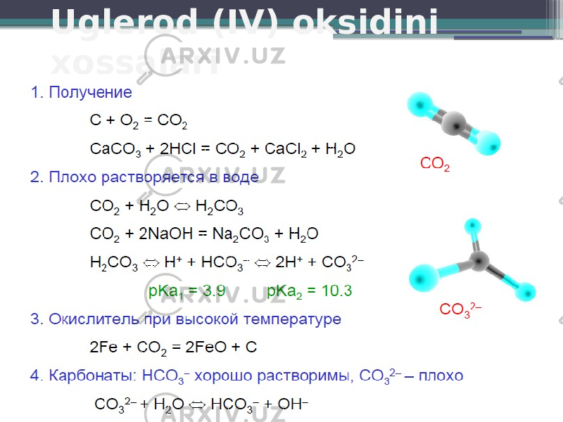 Uglerod (IV) oksidini xossalari 