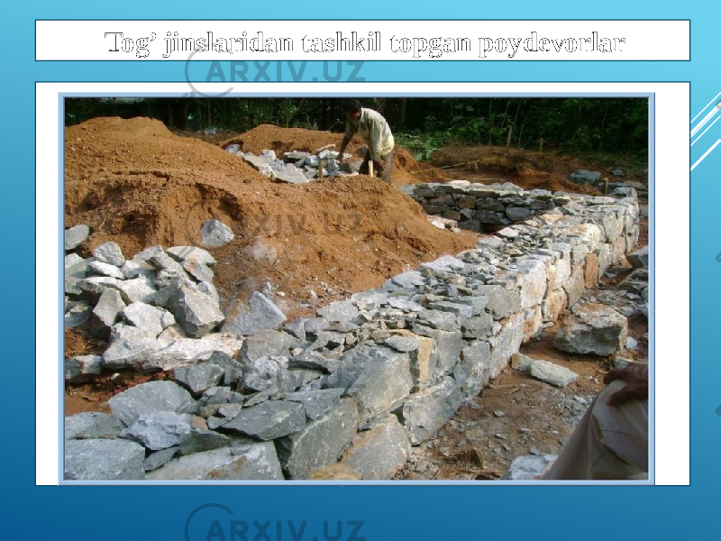 Tog’ jinslaridan tashkil topgan poydevorlar 