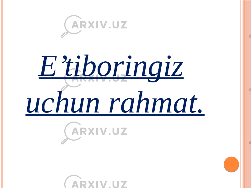 E’tiboringiz uchun rahmat. 