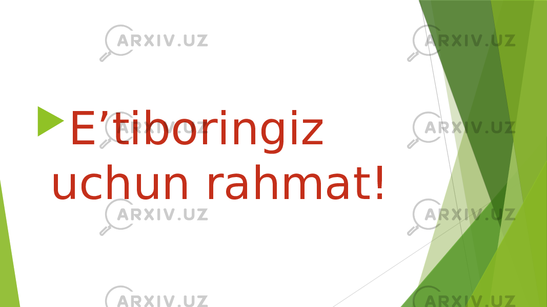  E’tiboringiz uchun rahmat! 